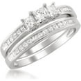 thumbnail image 2 of Rag Jewels 925 Sterling Silver 2.35 Ct Princess Cut White Diamond Engagement Wedding Thanksgiving Christmas Bridal Ring Set 14K White Gold Plated For Women's -8, 2 of 3