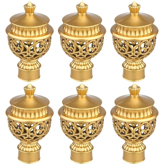 OULII Golden Retro Curtain Rod End Caps for Elegant Home 6Pcs