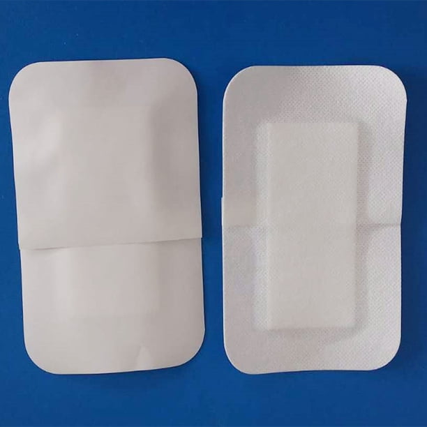 Parche impermeable de película de PU más parche de tela no tejida de algodón más parche de yeso de algodón absorbente en blanco más algodón
