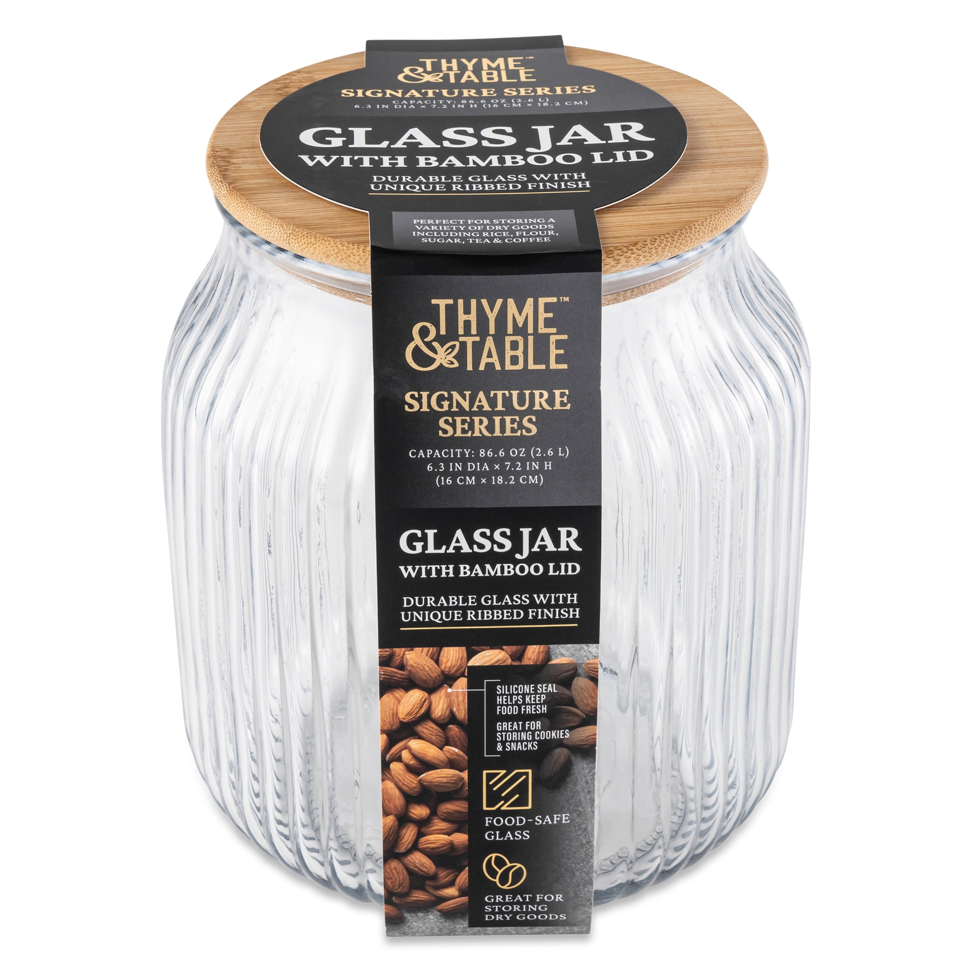 Thyme & Table 2.6L Med Glass Ribbed Jar