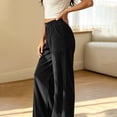 thumbnail image 5 of ClodeEU Women's Corduroy Button Elastic Waist Wide Leg Pants with Pockets，Solid Color Casual Loose Trousers ,Women's Plus L, 5 of 8