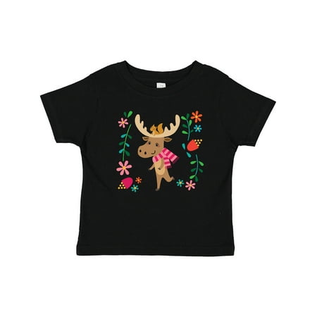 

Inktastic Woodland Moose Spring Flowers Gift Baby Girl T-Shirt