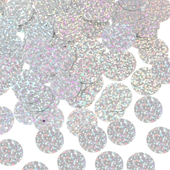 Uxcell 450 Pcs Flat Round Sequins 20mm/0.8 Inch Loose Paillettes Craft Sewing Sequins with Single Side Hole for DIY Embroidery Clothing Jewelry Making, Laser Silver