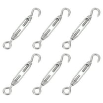 6 pack M4 Hook and Eye Turnbuckles Wire Rope Tension, 304 Stainless Steel Turnbuckle Adjustable Cable Tensioner