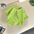 thumbnail image 5 of Toddler Shirts Kid Leisure Graphic Fashion Round Neck Short Sleeve Tee Summer Wear Girls Tops Light Green 11 Years-12 Years, 5 of 5