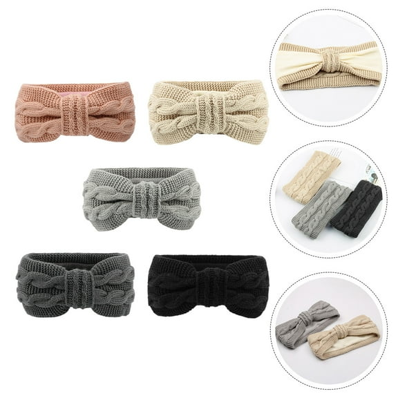 STRANDCHIC 5-Pack Bowknot Hairbands Stretchy Acrylic Yarn Headbands for Yoga, Fitness, and Everyday Casual Wear