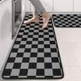 thumbnail image 2 of Kitchen Rugs Sets Of 2,Gray and Black Checkered Pattern Anti Fatigue Kitchen Mat Rugs Non Slip Washable,Decorative Kitchen Floor Mats for Kitchen,Sink,Laundry,17"x47"+17"x47", 2 of 5