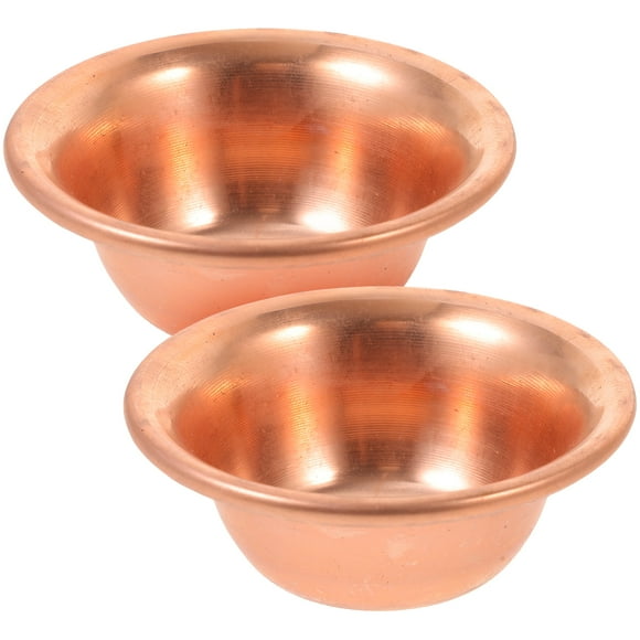 2 copas de altar, copas de ofrenda de agua bendita, cuencos de adoración budista, copas pequeñas de agua de cobre