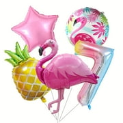 Tropical Flamingo Pineapple Foil Set Number 7 Color Number Balloon Girl Birthday Hawaiian Party Baby Shower Decoration