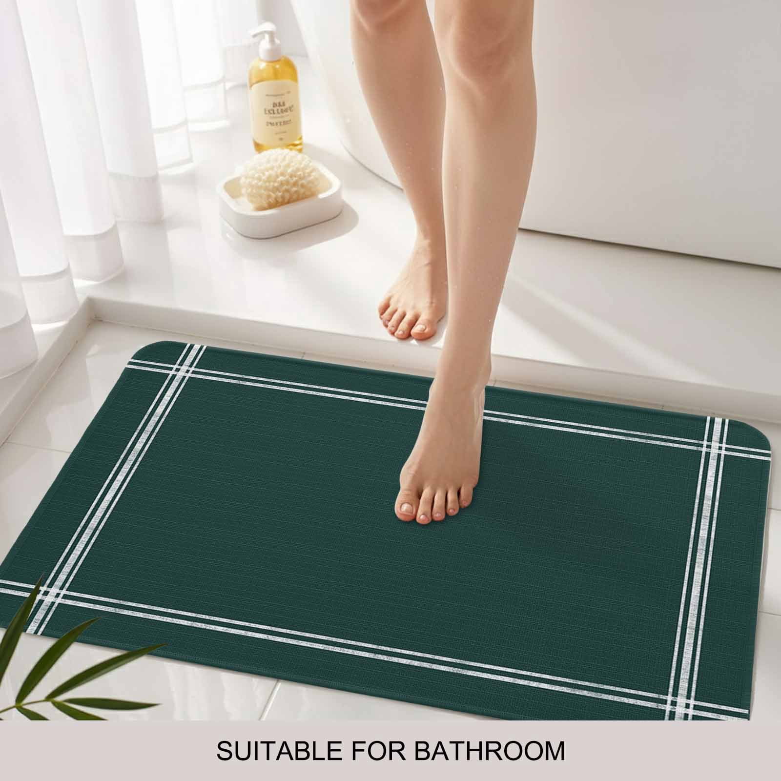 Pure Dark Green Doormat Outdoor Entrance 16"x24", Simple Solid Color Absorb Moisture Dirt Door Mats, Non-Slip Rubber Backing Floor Mats Indoor, Low-Profile Front Door Rugs