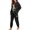 Black - Deer Snowflake, variant on Plumeria Print Women Pajama Set 2 Piece Lounge Pjs Sets Long Sleeve Sleepwear Top with Long Pants Round Neck Nightwear Casual Soft Loungewear, M