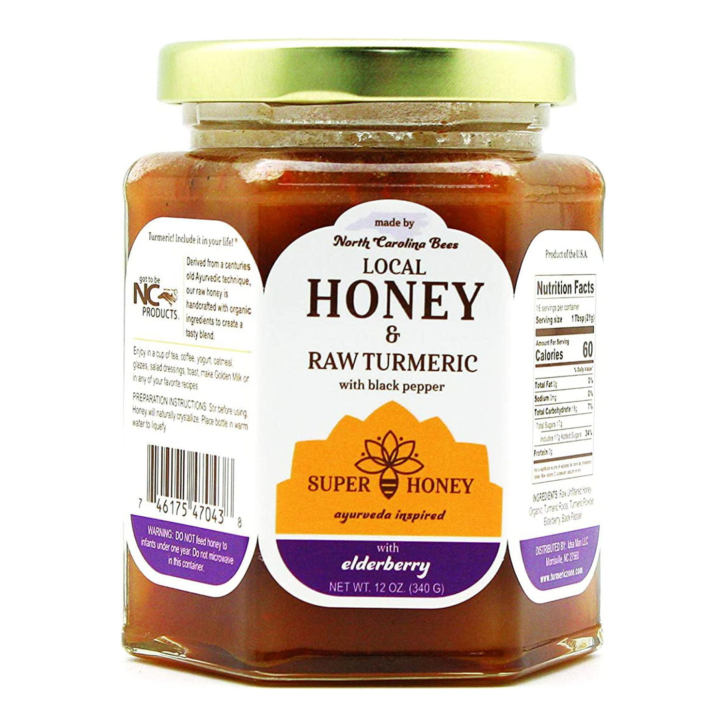 North Carolina Honey Turmeric Elderberry Honey with Black Pepper