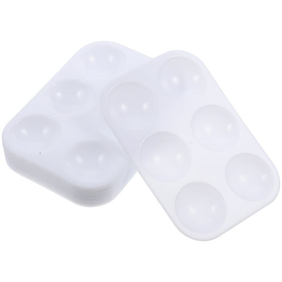 Tineasur 12Pcs Small Paint Palette For Art Enthusiasts Rectangular Shape White Plastic Mix Colors