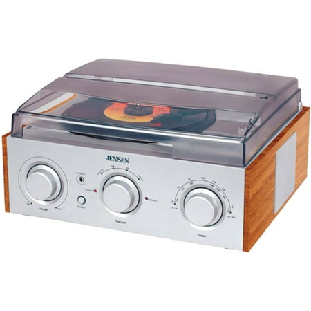 Jensen JTA-220 Stereo 3-Speed Turntable with AM/FM Receiver