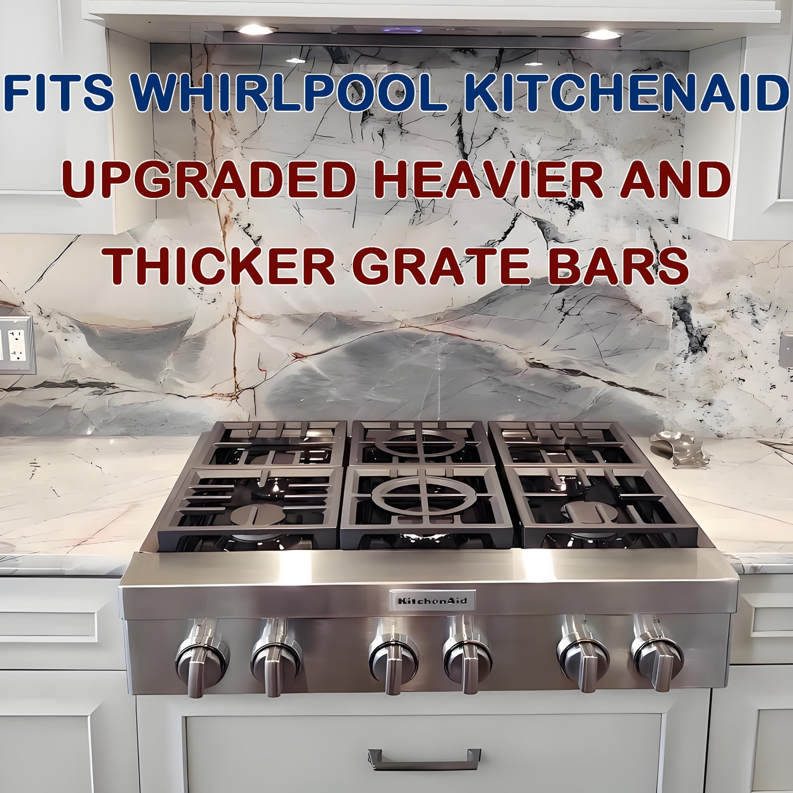 W11380124 Burner Grate Fit for Whirlpool Stove Grate Replacement Parts for Gas Stove, 11’’x10.8’’ Cooking Grate KFGC506JSS KCGC506JSS KFGC558JSS Top Surface Grates