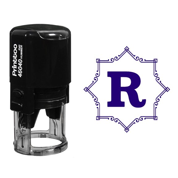 Printtoo Office Stationary Octagon Celtic Swirl Border R Alphabet Monogram Initial R-40 Self Inking Rubber Stamp