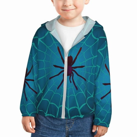 

Vsdgher Spider And Cobweb Kids Sun Protection Hoodie with Zip Rash Guard Tops Children s Long Sleeve Sun Protection Clothing - 5 Years