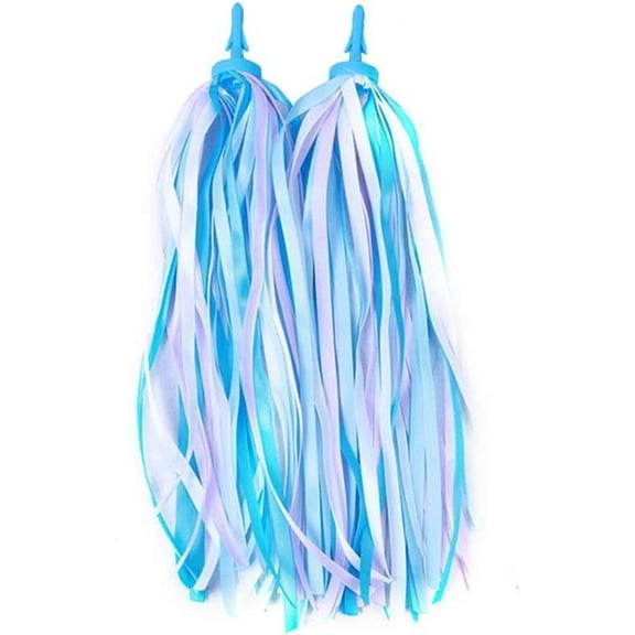 Kids Bike Accessories Ribbons, 1 Pair Kid's Rainbow Bike Streamers For Girls Boys, Carrier Accessories Easy Attach To Scooter's/tricycle's/bike's Handlebars(Blue)
