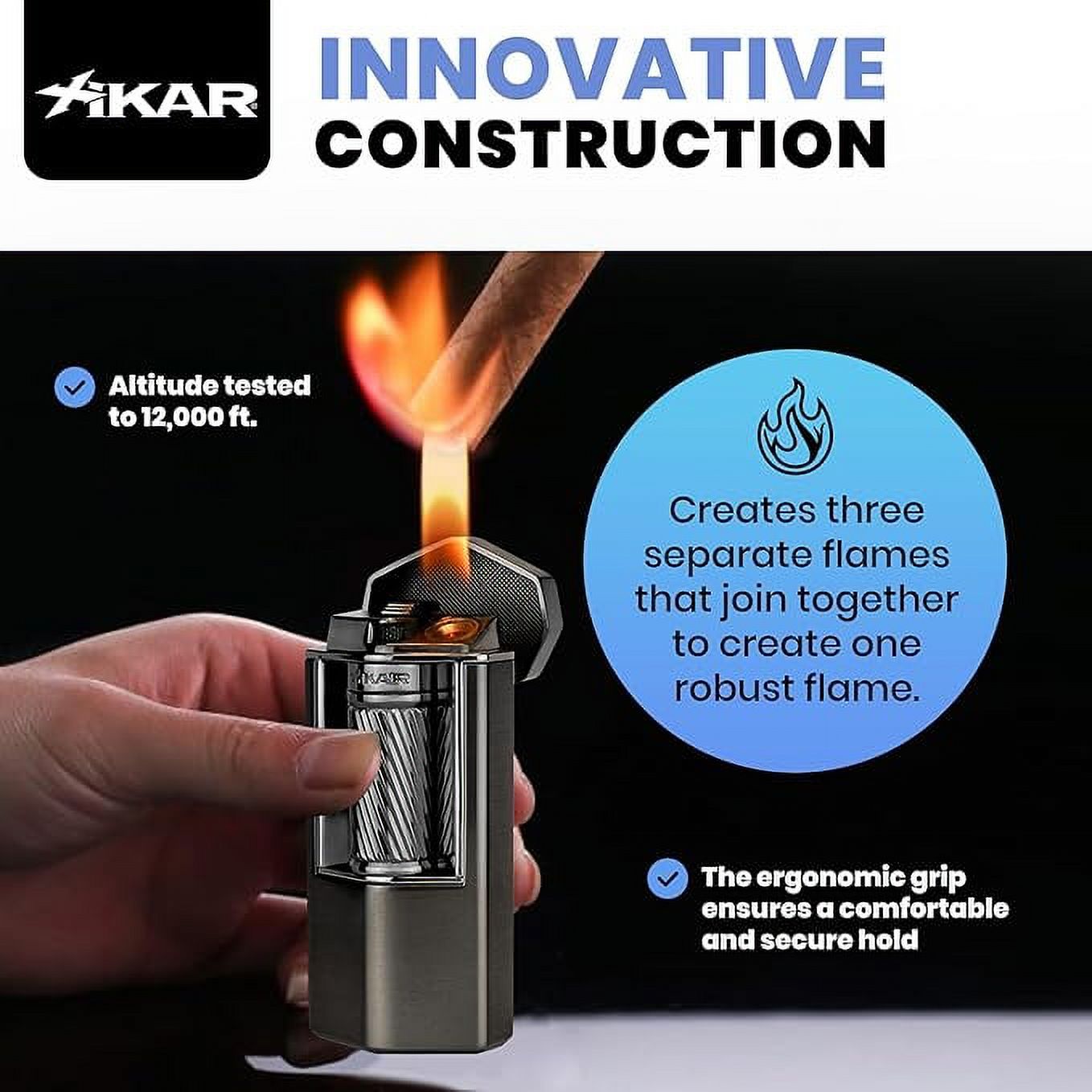 Xikar Meridian Triple Soft Flame Cigar Lighter, Gunmetal