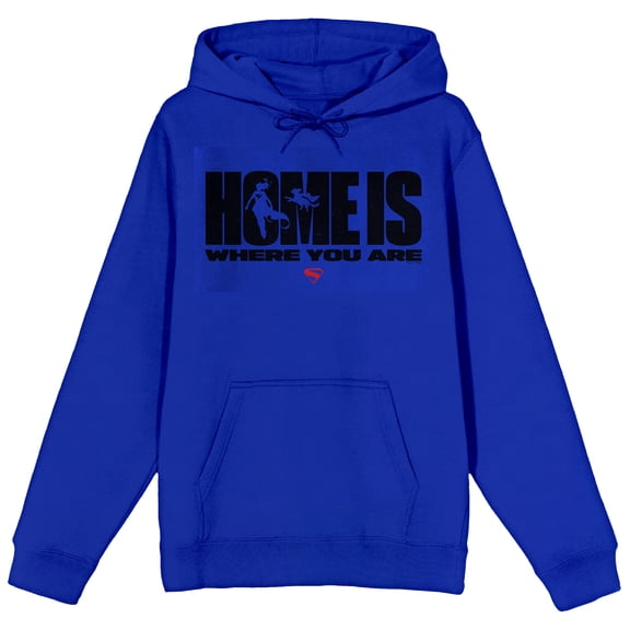 Supergirl Movie (2026) Home Is Wherever You Are Men's Blue Long Sleeve Hooded Sweatshirt - Medium