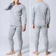thumbnail image 4 of Lohuatrd 2 Pcs/Set Winter Men Thermal Underwear Set Round Neck Long Sleeve Warm Thick Pure Color Slim Fit Elastic Open Crotch Men Pajamas Set Homewear Clothing, 4 of 7