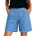 thumbnail image 5 of Oiangi Women's Dress Shorts High Waist Flat Front Shorts Casual Business Office Work Shorts with Pockets Sky Blue 3XL, 5 of 5