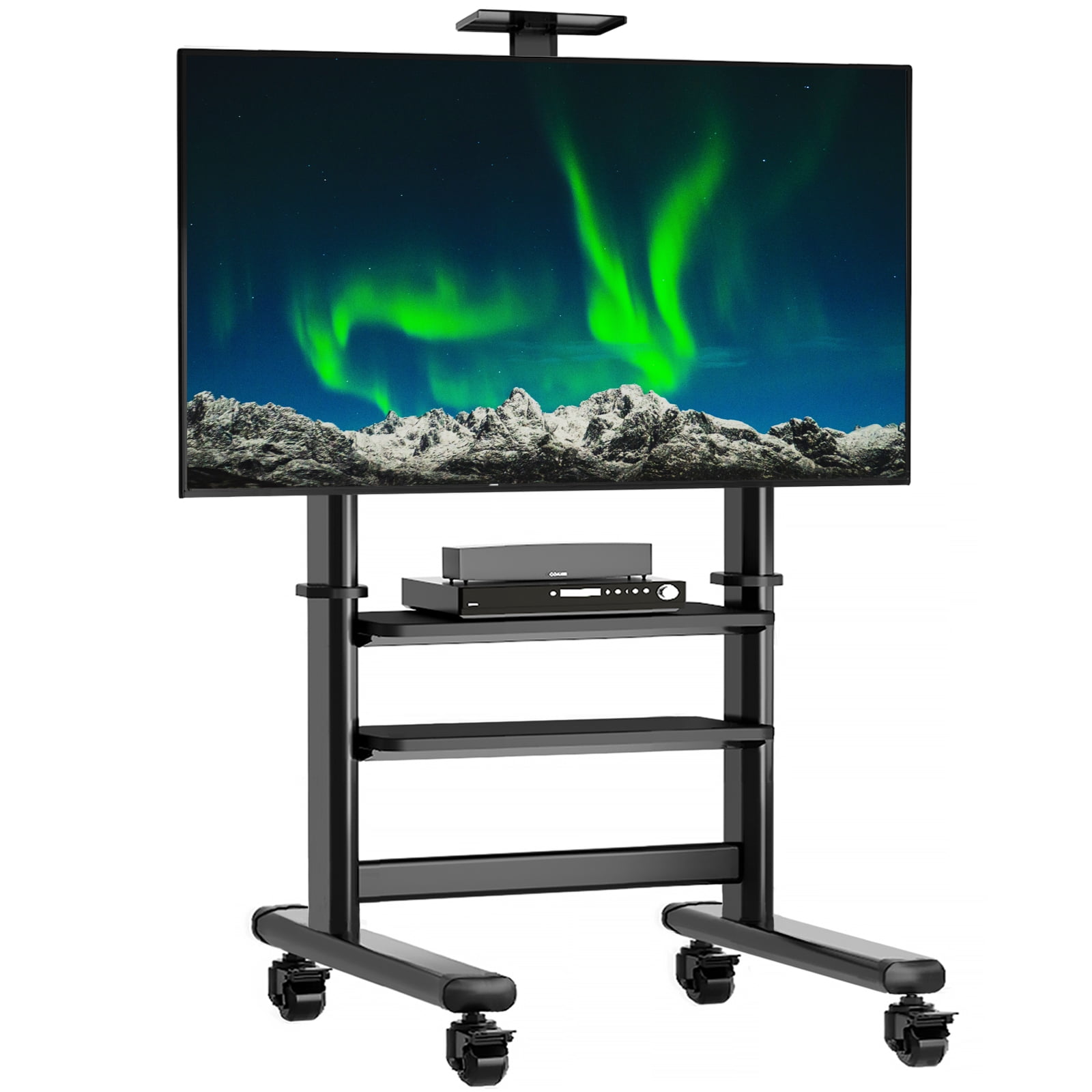 Black Mobile TV Stand Rolling TV Cart for 50 to 100 inch Flat Screen