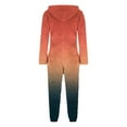 thumbnail image 5 of Miluxas Women Plush Hooded Jumpsuit Fuzzy Pajamas Gradient Color Long Sleeve Zipper Cute Winter Warm Onesie Rompers Orange M(M), 5 of 6
