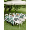 thumbnail image 4 of Outdoor Tablecloth with Umbrella Hole for Patio/Picnic/Party/Camping, Vintage Boho Waterproof Table Cloth Rectangle Table Cover Washable, Middle Century Bohemia Style Green (54"x 80"), 4 of 8