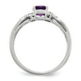 thumbnail image 2 of Sterling Silver Amethyst Diamond Ring - .01 dwt .54 cwt - Size 7 - Measures 2mm Wide, 2 of 3