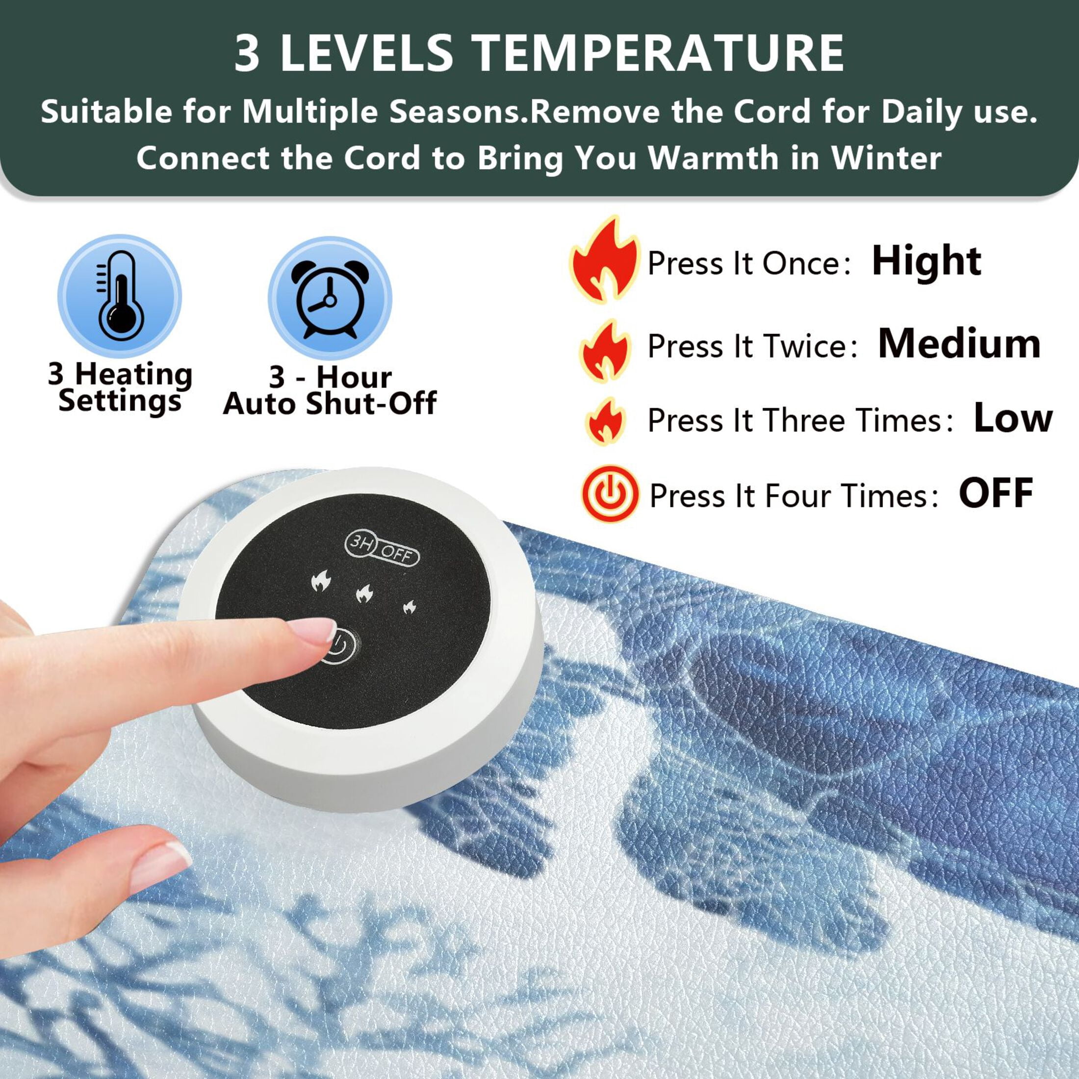 Large Heated Desk Mat Mouse Pad 31.5"x13"PU Leather Graphene Heating Desk Warmer with 3 Temperature Settings 110V US Plug Non-Slip Warm Pad for Home, Office, and Gaming Sea Turtles and Fish Swimming