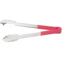 Winco Scalloped Tongs, 12", Red