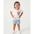 thumbnail image 2 of Disney Minnie Mouse Shirt for Toddler Girls with Lenticular Patch, Short Ruffle Sleeve Birthday Kids T-Shirt (Ivory, 3T), 2 of 4