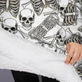 thumbnail image 3 of Oversized Wearable Blanket Hoodie,White Skull Bone Pattern Sherpa Blanket Hoodie with Super Pockets,Super Warm Fuzzy Pullover for Women & Men, 3 of 6