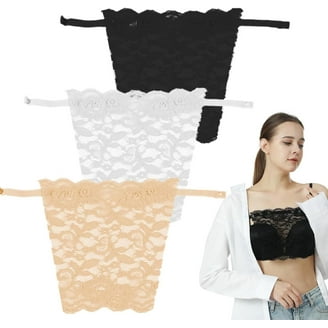 lace modesty panel for dress 6PCS Modesty Panels for Low Cut Tops,Women's Lace Clip-on Imitation  Camisole Bra Insert Overlay Modesty Panel Vest,Lace Anti Peep Anti-Exposure  Mock Camisole Invisible Bra Vest for Low-Cut Tops,Dress