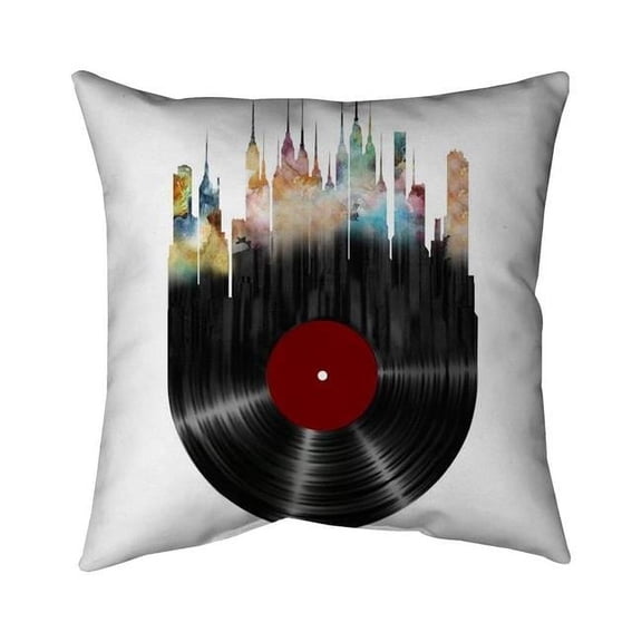 Begin Home Decor 5541-2020-MU15 20 x 20 in. Abstract City on A Vinyl Disk-Double Sided Print Indoor Pillow