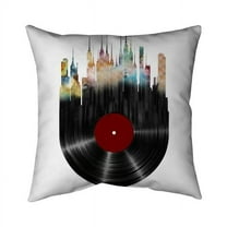 Begin Home Decor 5541-2020-MU15 20 x 20 in. Abstract City on A Vinyl Disk-Double Sided Print Indoor Pillow