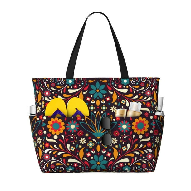 Easygdp Colorful Mexican2 Bolsa de Viaje de Playa de Gran Capacidad, Bolsa Tote Perfecta para la Playa, Escapadas de Fin de Semana y Viajes