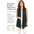 thumbnail image 6 of Women's Casual Open Draped Front Solid Cardigan Vest, 6 of 6