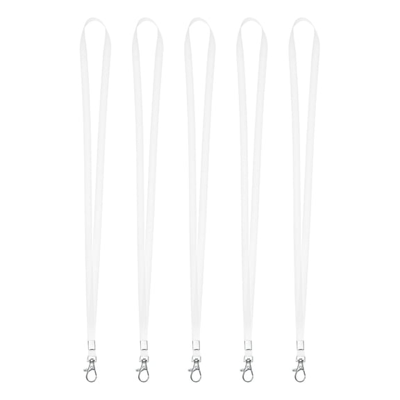 Uxcell 5-Pack Lanyards for ID Badges, Black 0.4 in Wide Keychain Flat Neck Lanyard Strap with Swivel Hook Clip ID Holder Folder