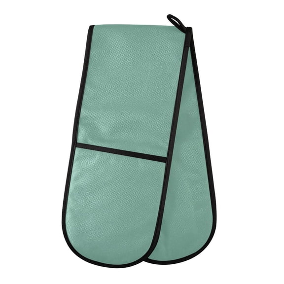 Dailycode Double Sided Oven Mitt with Loop Heat Resistant Kitchen Long Potholders 7" x 35" Green Blue