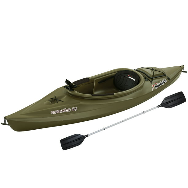 Sun Dolphin Excursion 10 Sit-in Fishing Kayak Olive Paddle Included 