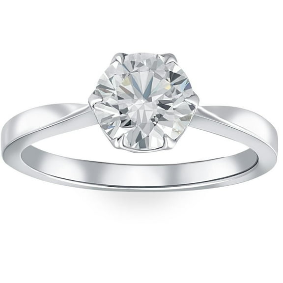 Pompeii 1 1/2Ct Solitaire Lab Grown Round Diamond Engagement Ring 14k Gold & Platinum