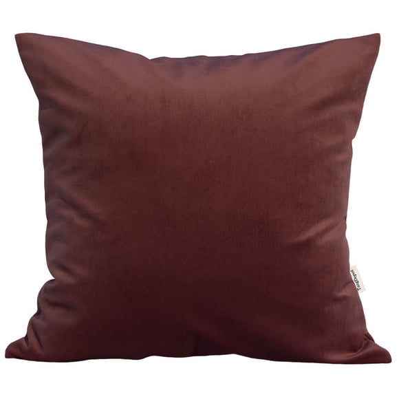 TangDepot Solid Velvet Throw Pillow Cover/Euro Sham/Cushion Sham, Super Luxury Soft Pillow Cases, Many Color & Size Options - (22"x22", Deep Truffle)