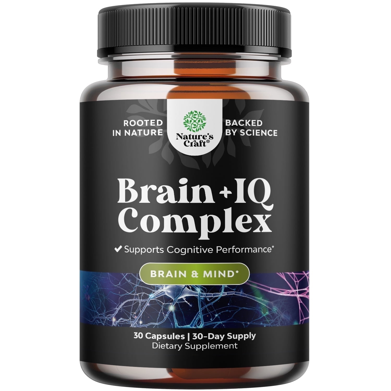 Natures Craft Nootropic Memory Supplement with Vitamin B12 for Brain Health Support, 30 Capsules