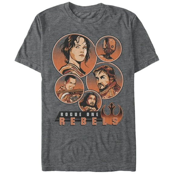 Men's Star Wars Rogue One Rebellion Hero Circles Graphic Tee Charcoal Heather Large
