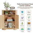thumbnail image 4 of Vabches Fluted Corner Cabinet for Small Space, Modern Corner Storage Cabinet with 2 Doors and Adjustable Shelf for Bathroom, Kitchen, Living Room, Natural, 4 of 9