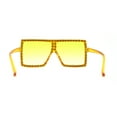 thumbnail image 4 of Girls Child Size Large Rhinestone Studded Flat Top Square Mob Sunglasses All Yellow, 4 of 4