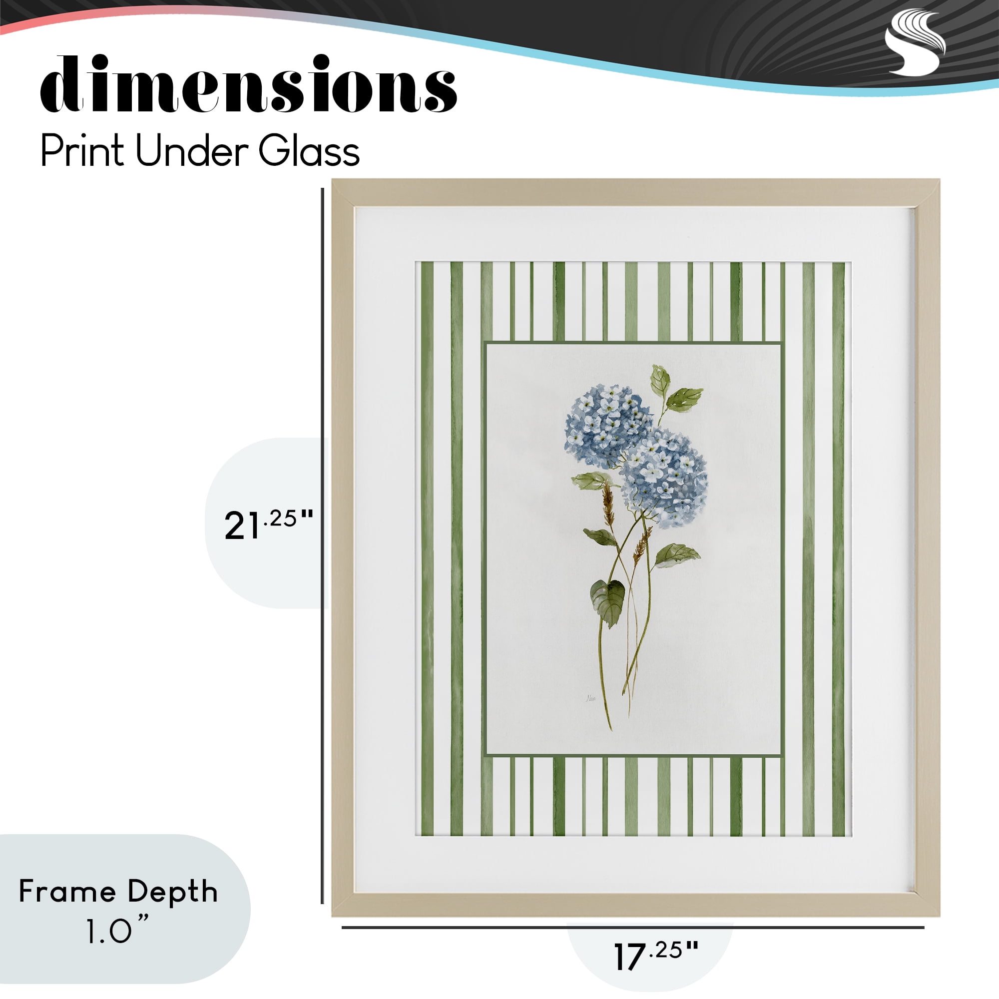Stupell Industries Delicate Hydrangea & Dried Wheat Birch Framed Print Under Glass, design by Nan