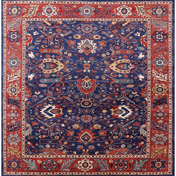 Ahgly Company Indoor Square Mid-Century Modern Gunmetal Gray Oriental Area Rugs, 8' Square